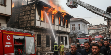 Bafrada korkutan soba yangini Ekipler alevlere mudahale etti gemini