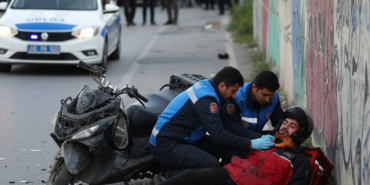 Samsun Ilkadimda rayli sistem duvarina carpan motokurye yaralandi gemini