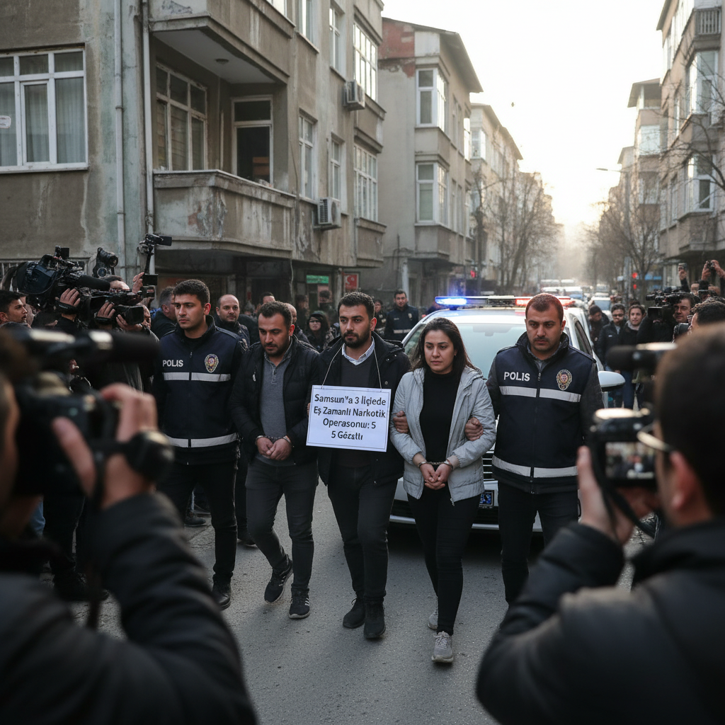 Samsunda 3 Ilcede Es Zamanli Narkotik Operasyonu 5 Gozalti gemini