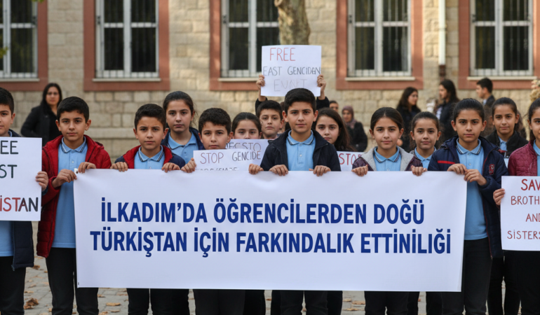 Ilkadimda ogrencilerden Dogu Turkistan icin farkindalik etkinligi gemini