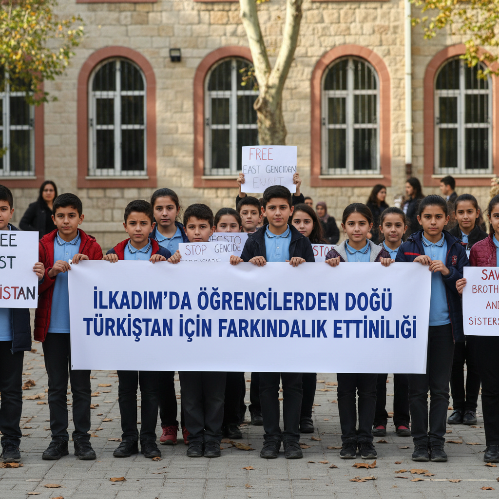 Ilkadimda ogrencilerden Dogu Turkistan icin farkindalik etkinligi gemini