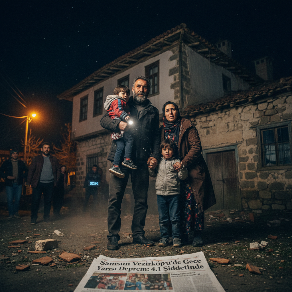 Samsun Vezirkoprude Gece Yarisi Deprem 4.1 Siddetinde gemini