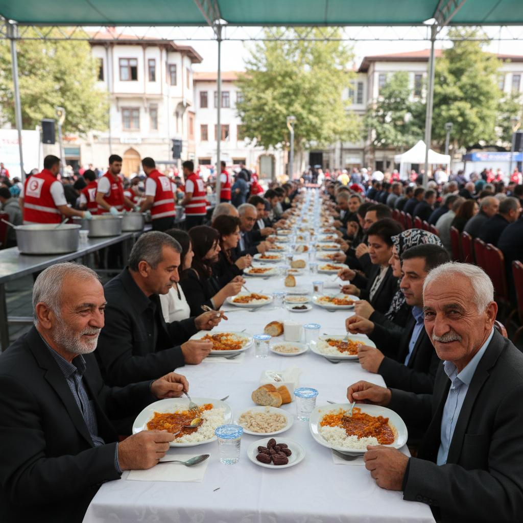 Samsunda Kizilaydan Iftar Sofrasi Gunde 1300 Kisiye Yemek gemini