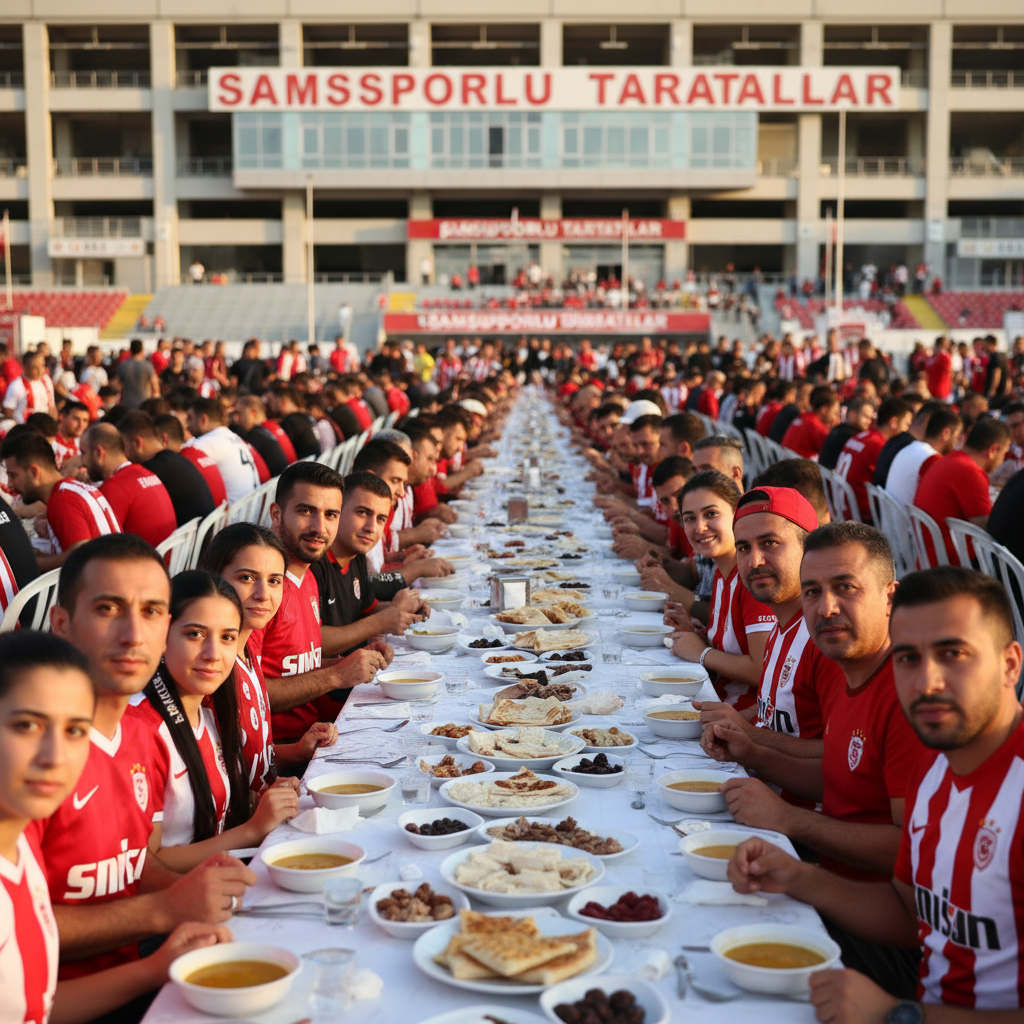 Samsunsporlu Taraftarlar Stat Onunde Iftar Sofrasinda Bulustu gemini