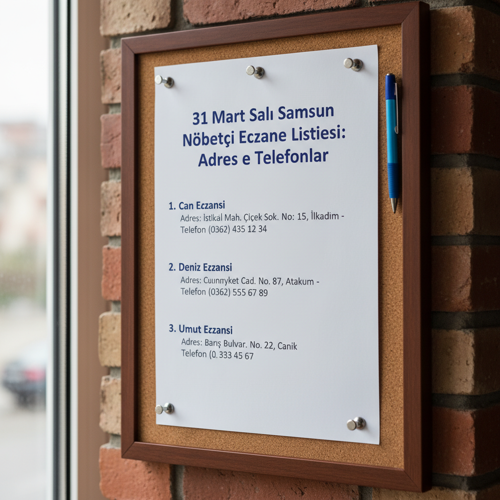 31 Mart Sali Samsun Nobetci Eczane Listesi Adres ve Telefonlar gemini