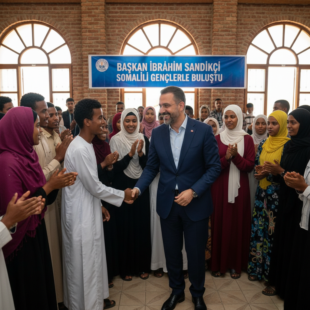 Baskan Ibrahim Sandikci Mogadisuda Somalili Genclerle Bulustu gemini