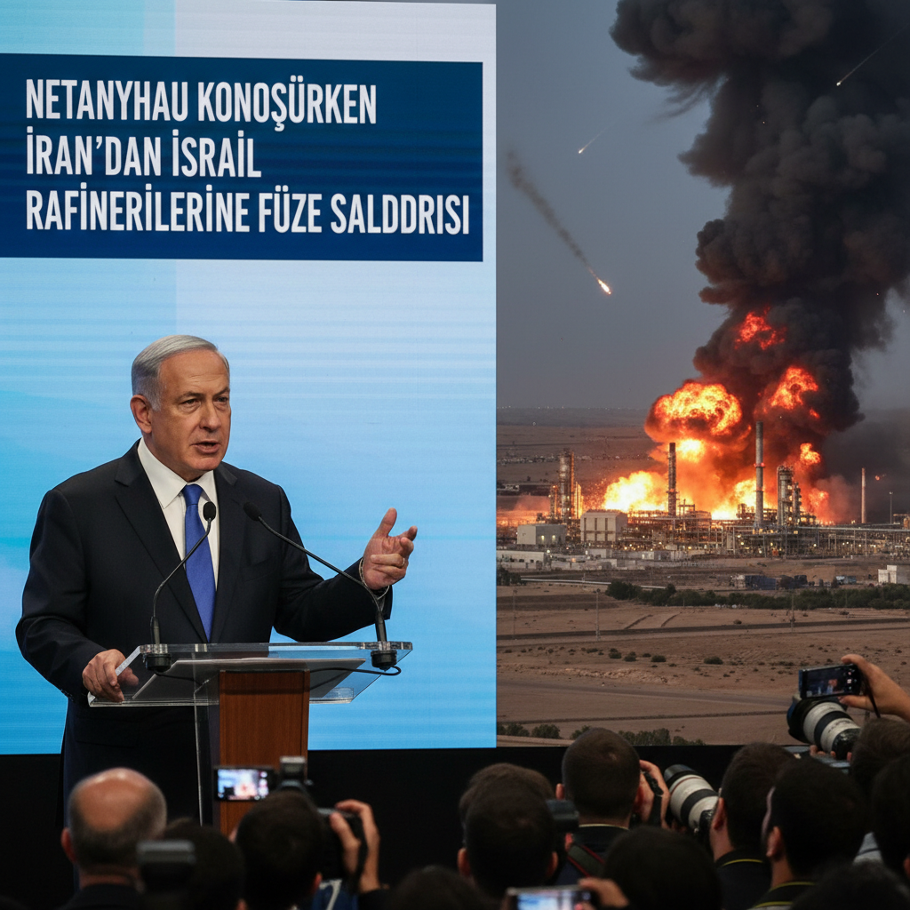 Netanyahu Konusurken Irandan Israil Rafinerilerine Fuze Saldirisi gemini