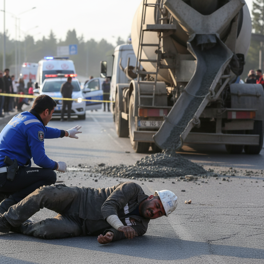 Samsun Atakumda beton mikserinden dusen surucu yaralandi gemini