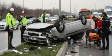 Samsun Ilkadimda Korkutan Kaza Refuje Carpan Arac Devrildi gemini