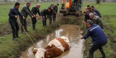 Samsun Termede Kanala Dusen Inek Icin Seferberlik Ilan Edildi gemini