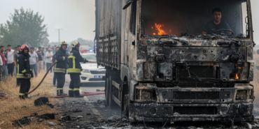 Samsun Termede korkutan tir yangini Arac kule dondu gemini