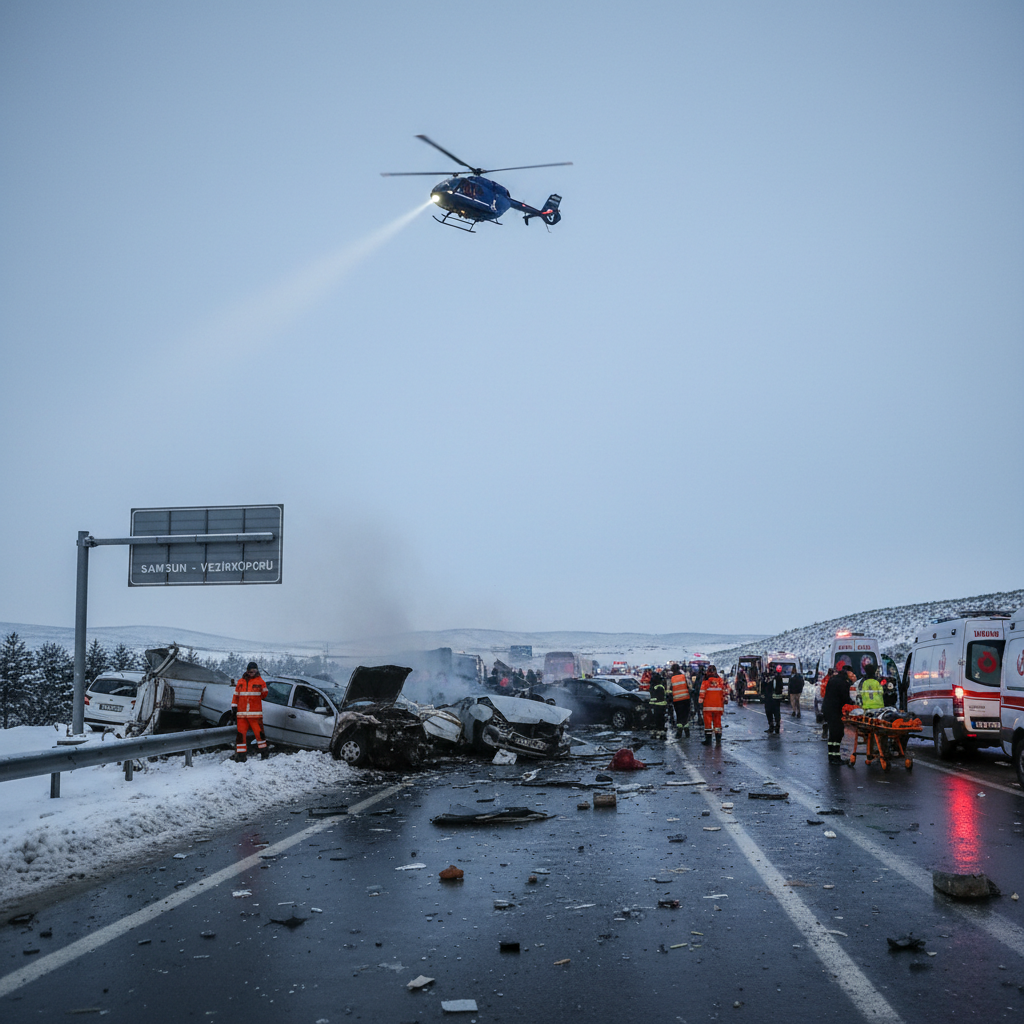 Samsun Vezirkoprudeki Zincirleme Kazadan Yeni Goruntuler Cikti gemini