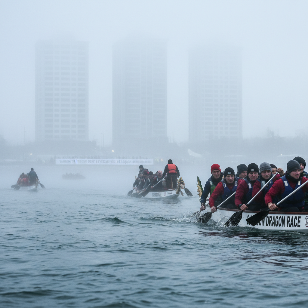 Samsunda Dragon Boat Heyecani Sis ve Soguk Durduramadi gemini