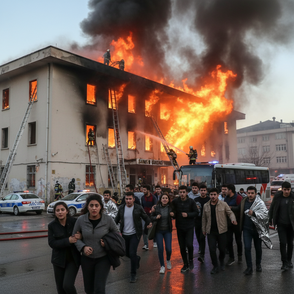 Samsunda Korkutan Yangin 25 Ogrenci Son Anda Tahliye Edildi gemini