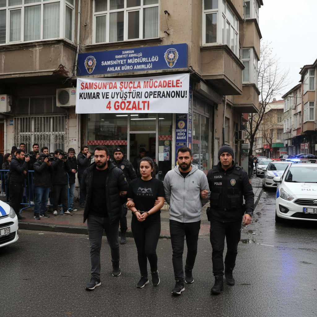 Samsunda Sucla Mucadele Kumar ve Uyusturucu Operasyonunda 4 Gozalti gemini