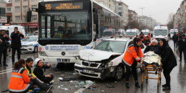 Samsunda halk otobusu ile otomobil carpisti 9 kisi yaralandi gemini
