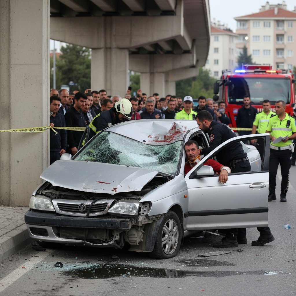 Samsunda ust gecit ayagina carpan otomobil surucusu agir yaralandi gemini