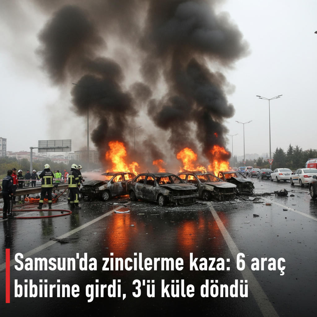 Samsunda zincirleme kaza 6 arac birbirine girdi 3u kule dondu gemini