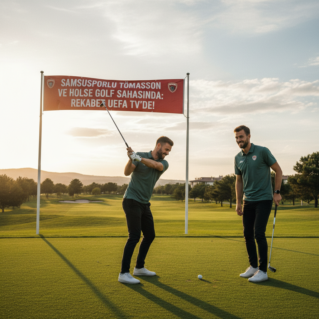 Samsunsporlu Tomasson ve Holse Golf Sahasinda Rekabet UEFA TVde gemini