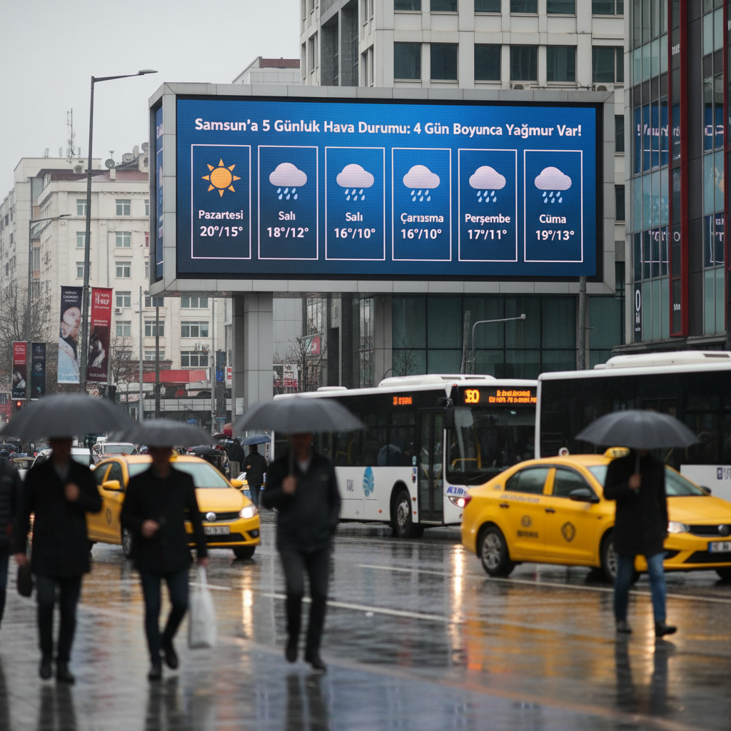 Samsunda 5 Gunluk Hava Durumu 4 Gun Boyunca Yagmur Var gemini