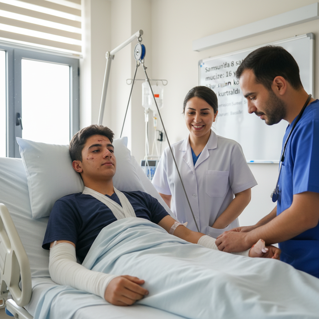 Samsunda 8 saatlik mucize 16 yasindaki ogrencinin kolu kurtarildi gemini