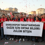Samsunspor Taraftarlarindan Gazze Icin Ortak Bildiri Zulum Bitsin gemini