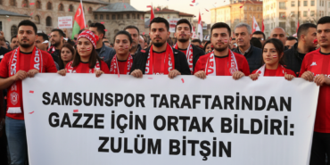 Samsunspor Taraftarlarindan Gazze Icin Ortak Bildiri Zulum Bitsin gemini