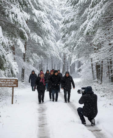 Alacamda Kar Yagisi Ormanlar Beyaz Ortuyle Kaplandi gemini