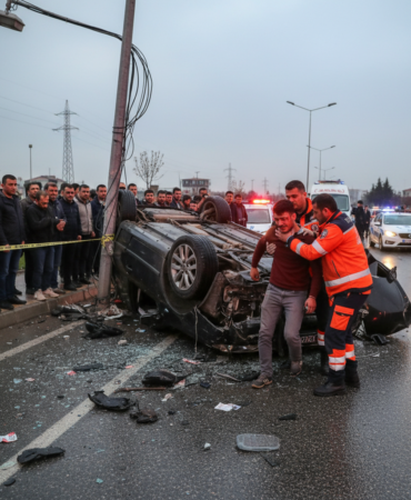 Bafrada otomobil aydinlatma diregine carparak devrildi 1 yarali gemini