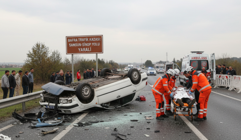 Bafrada trafik kazasi Samsun Sinop yolunda yarali var gemini