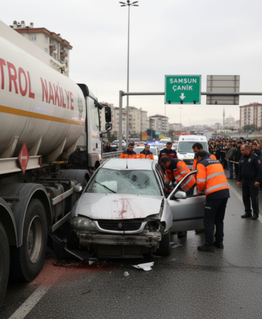 Samsun Canikteki Viyadukte Korkutan Kaza Otomobil Tankere Carpti gemini