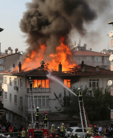 Samsun Ilkadimda korkutan cati yangini Ekipler teyakkuzda gemini