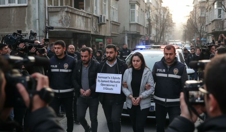 Samsunda 3 Ilcede Es Zamanli Narkotik Operasyonu 5 Gozalti gemini