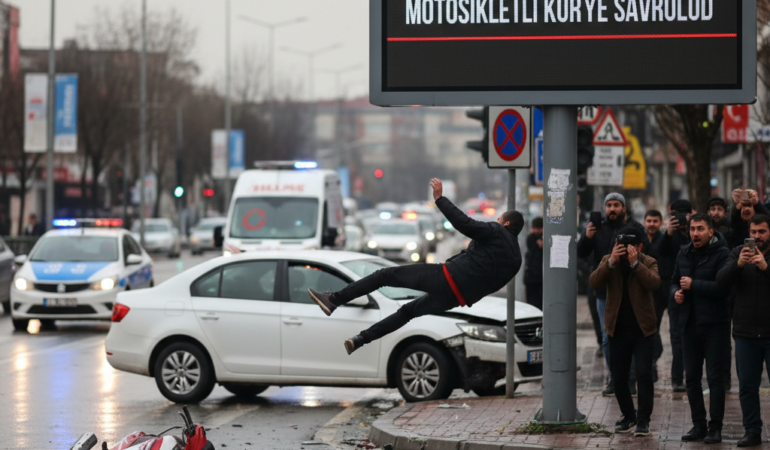 Samsunda Kavsaktaki Kaza Kamerada Motosikletli Kurye Savruldu gemini
