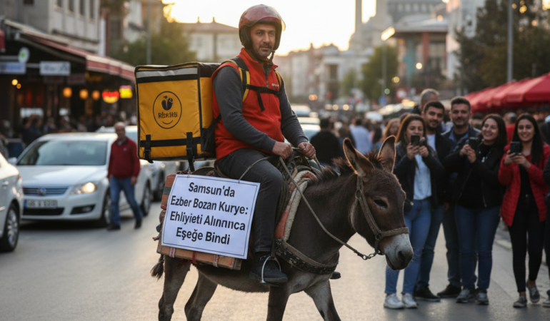 Samsunda Ezber Bozan Kurye Ehliyeti Alininca Esege Bindi gemini