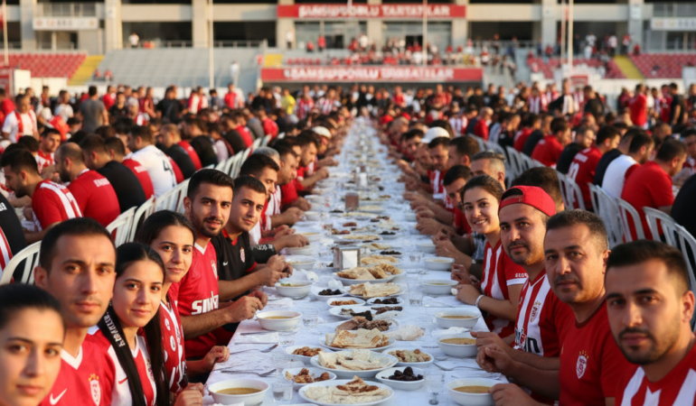 Samsunsporlu Taraftarlar Stat Onunde Iftar Sofrasinda Bulustu gemini