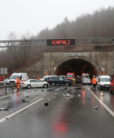 Samsun Havzada tunel girisinde zincirleme kaza 6 arac karisti gemini