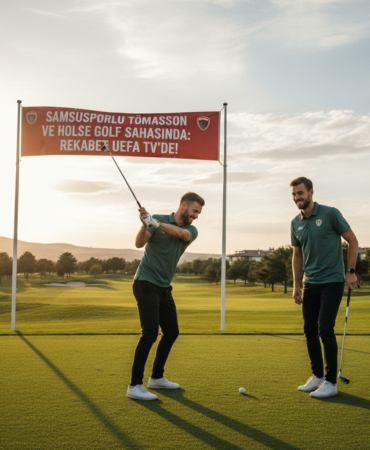 Samsunsporlu Tomasson ve Holse Golf Sahasinda Rekabet UEFA TVde gemini
