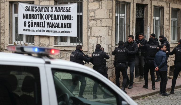 Samsunda 5 Adrese Narkotik Operasyonu 8 Supheli Yakalandi gemini