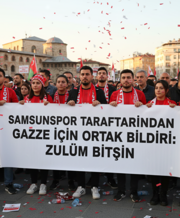 Samsunspor Taraftarlarindan Gazze Icin Ortak Bildiri Zulum Bitsin gemini